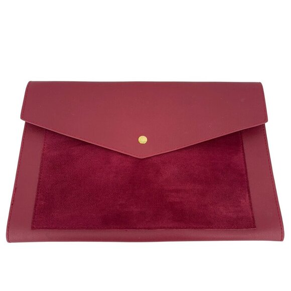 Glass Ladder Co Envelope Portfolio Clutch Red Vegan Leather Suede Folio Case - Picture 1 of 12